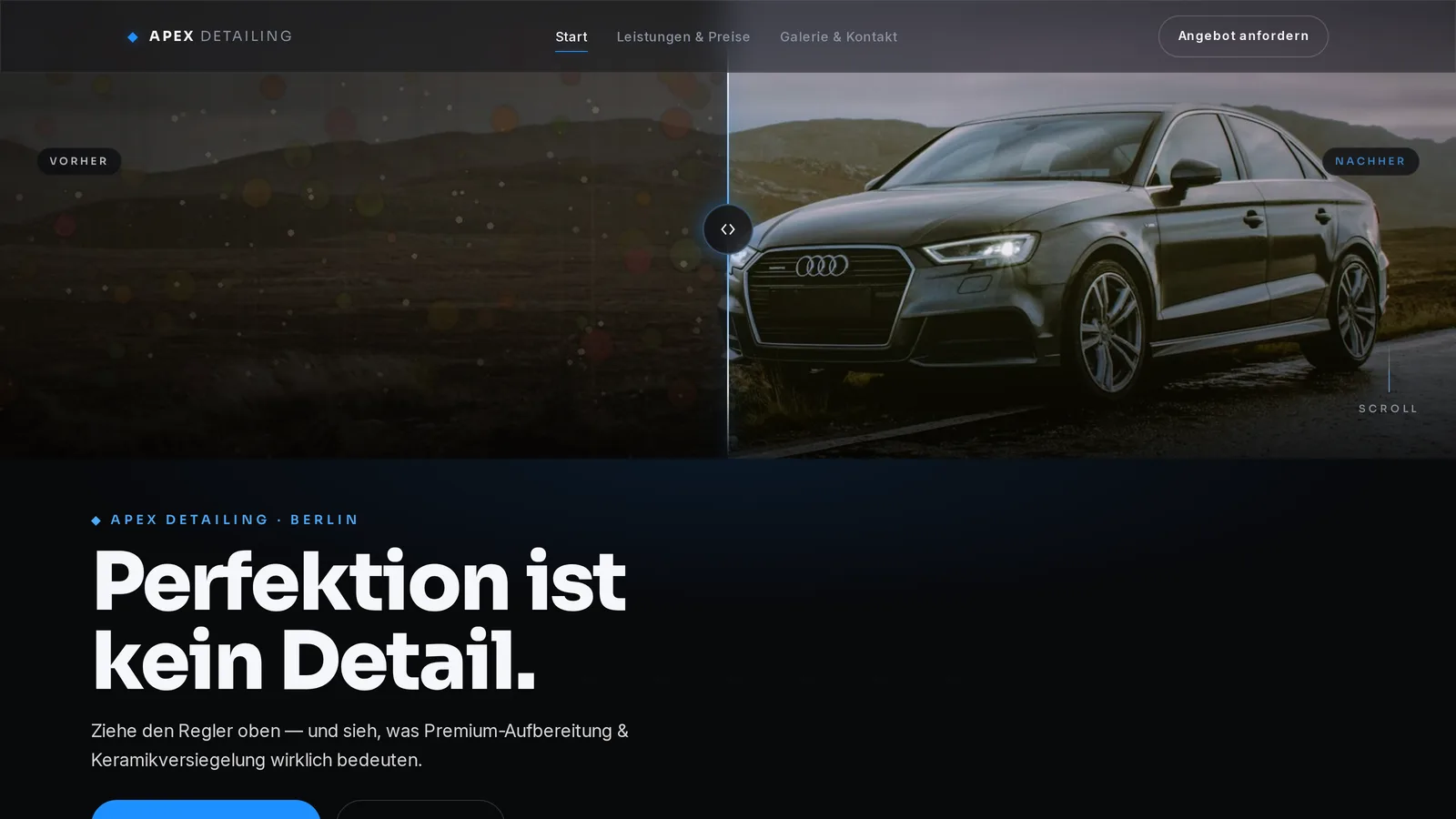 Autoaufbereitung Premium — Vorschau der Website